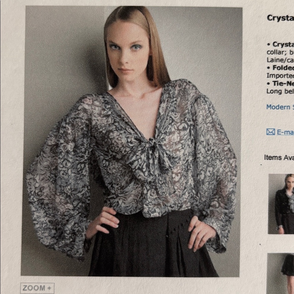 Chloe Tie-Neck Poets Blouse - Sheer Floral
